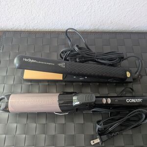 Herstyle Black Ceramic Hair Straightener And ConAir Barrel Iron
